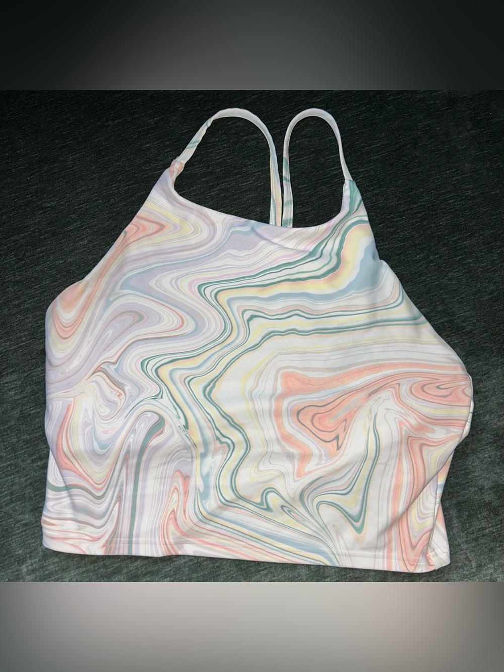 Old Navy Marble Print Cropped Tank Top - Pastel Multi